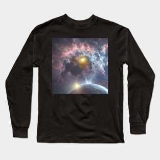 Planets Nebula Cloud In Dark Space Long Sleeve T-Shirt